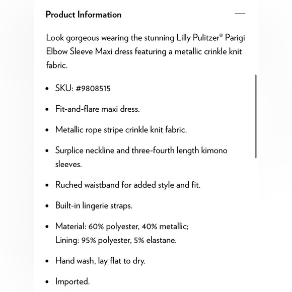 NWT Lily Pulitzer Parigi elbow sleeve maxi in gold berry crinkle - Picture 10 of 10